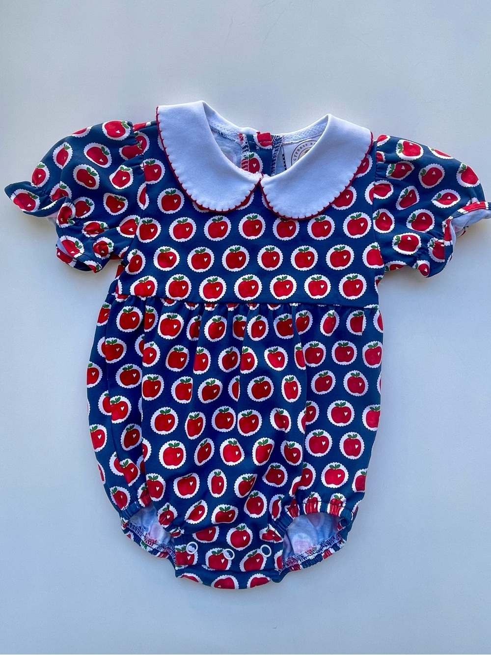 Cypress Row Boutique Baby Girl Bubble Romper Red Apple Back To School